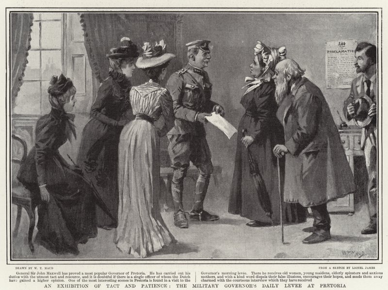 En udstilling af takt og tålmodighed, Militærguvernørens Daglige Levee i Pretoria af William T. Maud