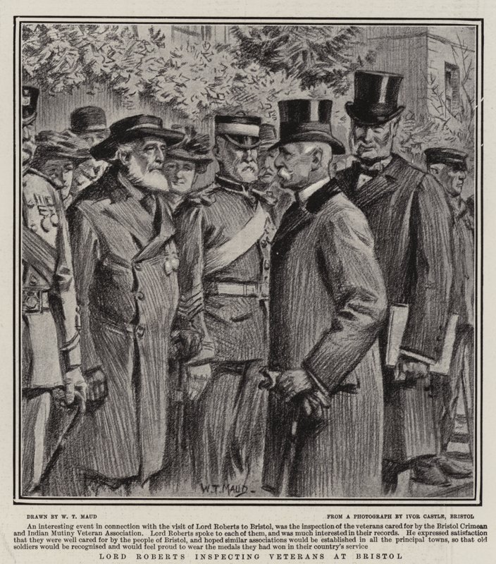 Lord Roberts inspicerer veteraner i Bristol af William T. Maud