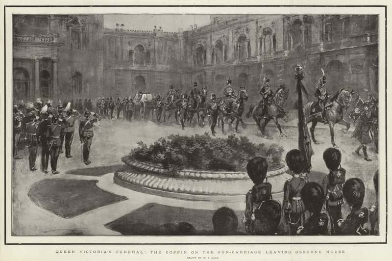Dronning Victorias begravelse, kisten på våbenvognen, der forlader Osborne House af William T. Maud