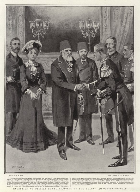 Modtagelse af britiske flådeofficerer af sultanen i Konstantinopel af William T. Maud