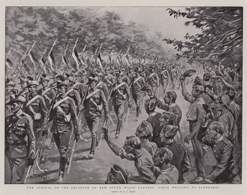 Ankomsten af eskadronen af New South Wales Lancers, deres velkomst til Aldershot af William T. Maud