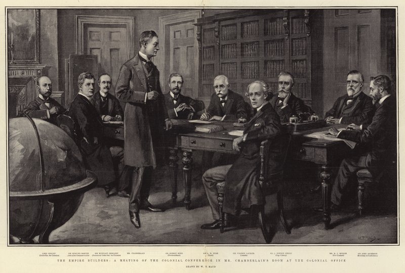 The Empire Builders, et møde i Colonial Conference i Mr Chamberlains værelse på Colonial Office af William T. Maud