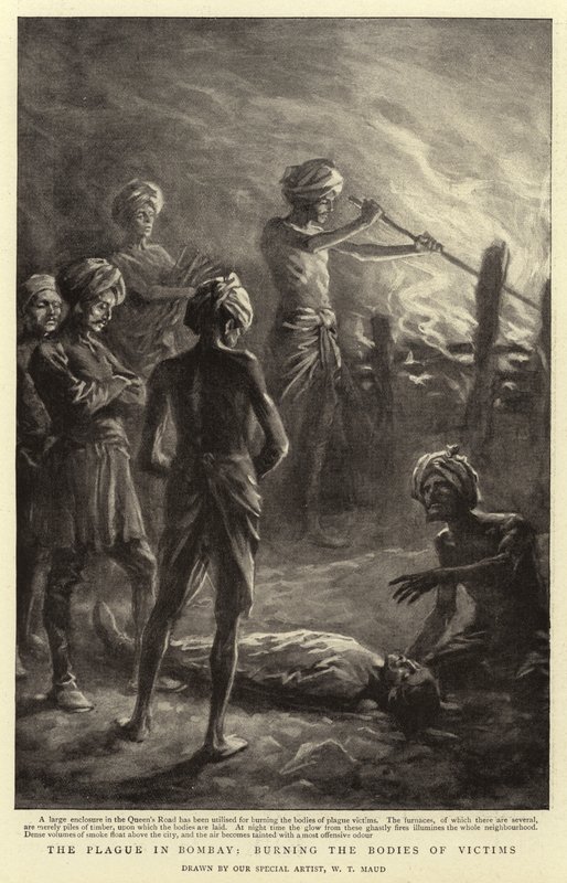 Pesten i Bombay, der brænder ofrenes kroppe af William T. Maud