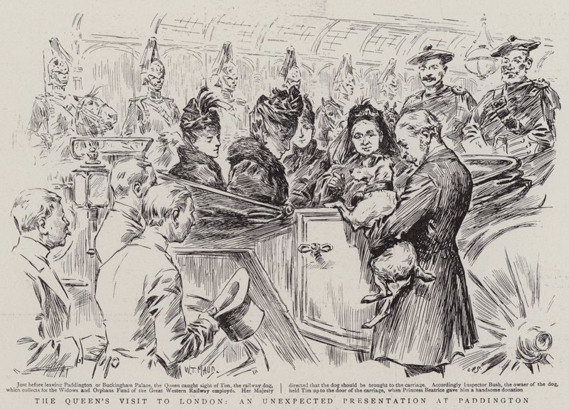 Dronningens besøg i London, en uventet præsentation i Paddington af William T. Maud