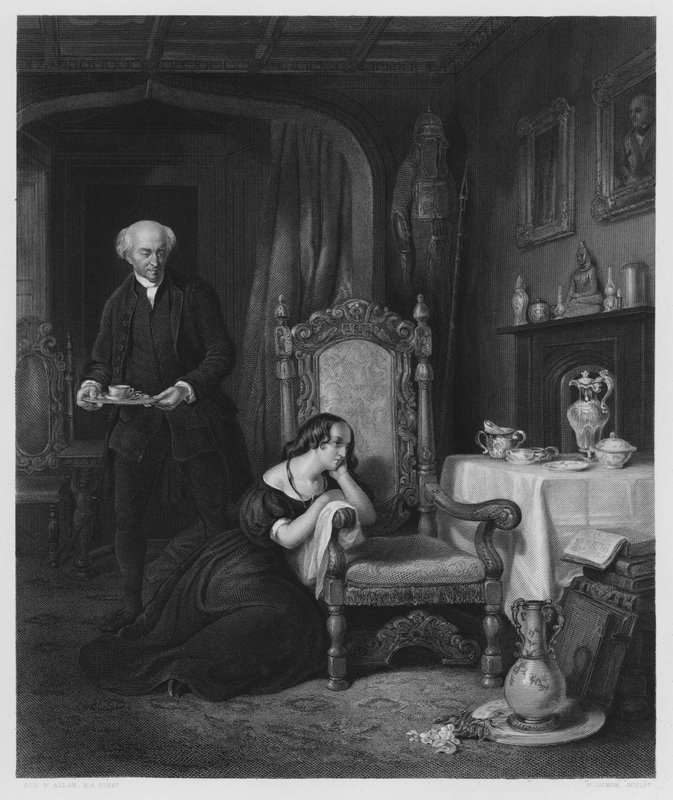 Den tomme stol, Abbotsford, fra billedet i Royal Collection (gravering) af William (after) Allan