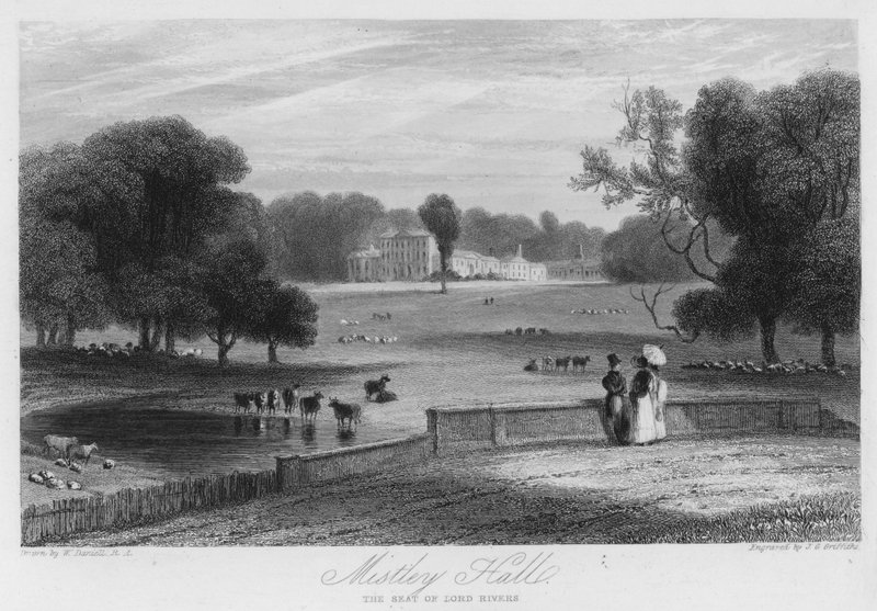 Mistley Hall, sæde for Lord Rivers (gravering) af William (after) Daniell