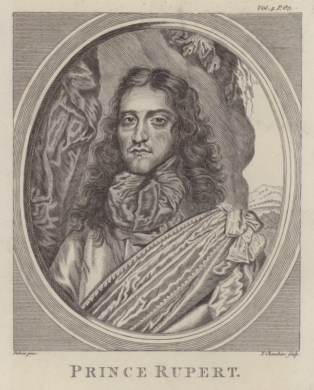 Prins Rupert af Rhinen, tysk soldat, der kæmpede på den royalistiske side i den engelske borgerkrig (gravering) af William (after) Dobson