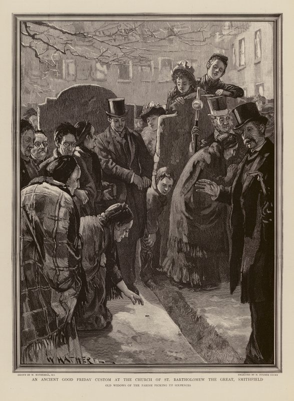 Langfredag i kirken St Bartholomew the Great, Smithfield (gravering) af William (after) Hatherell