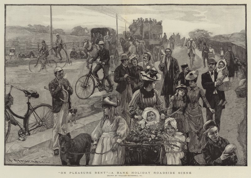 "On Pleasure Bent", en helligdagsscene ved vejkanten (gravering) af William (after) Hatherell