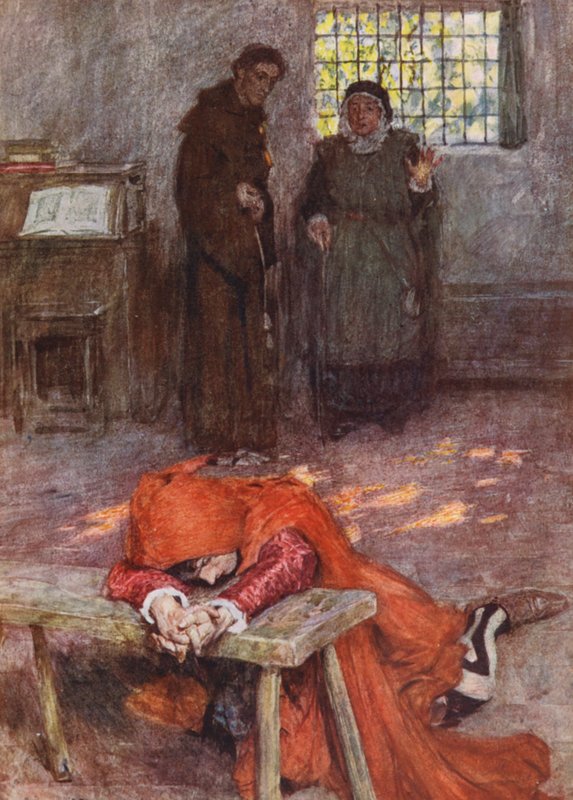 Shakespeares Romeo og Julie: Akt III, scene III (farvelitografi) af William (after) Hatherell