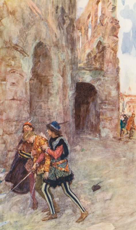 Shakespeares Romeo og Julie: Akt III, Scene I (farvelitografi) af William (after) Hatherell