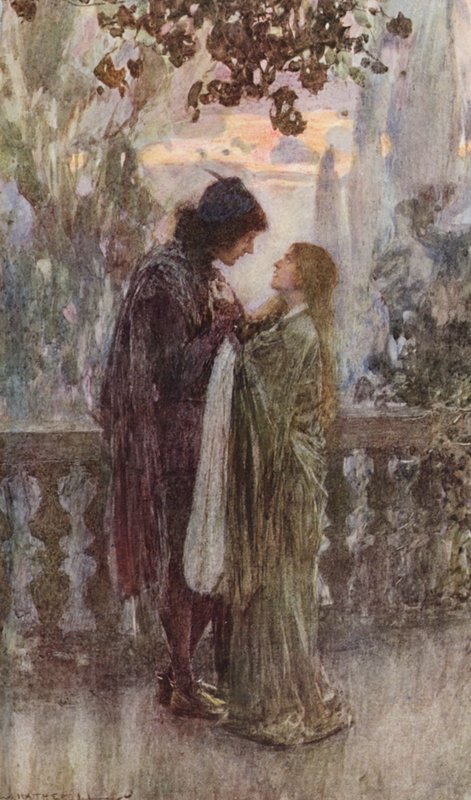 Shakespeares Romeo og Julie: Akt III, scene V (farvelitografi) af William (after) Hatherell