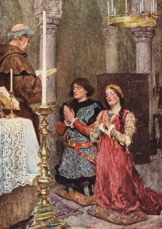 Shakespeares Romeo og Julie: Akt II, scene VI (farvelitografi) af William (after) Hatherell