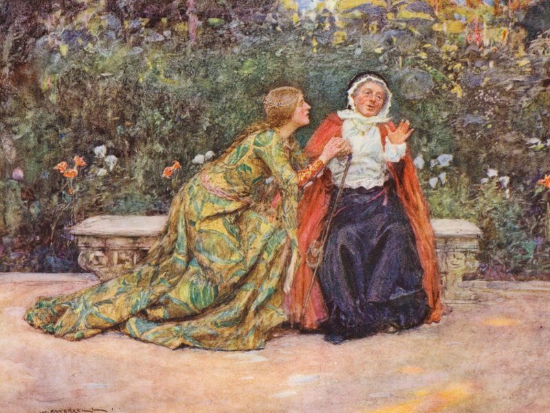 Shakespeares Romeo og Julie: Akt II, Scene V (farvelitografi) af William (after) Hatherell