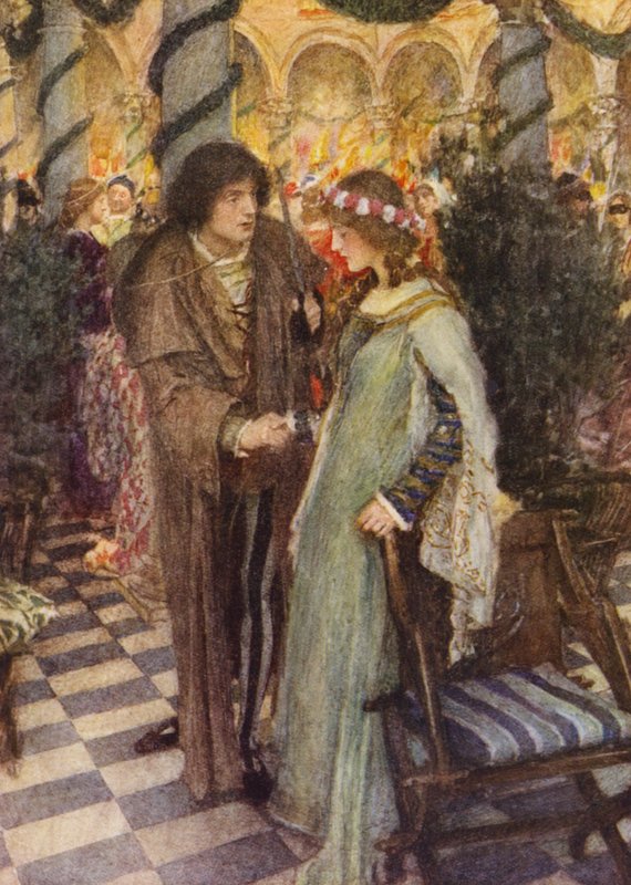 Shakespeares Romeo og Julie: Akt I, scene V (farvelitografi) af William (after) Hatherell