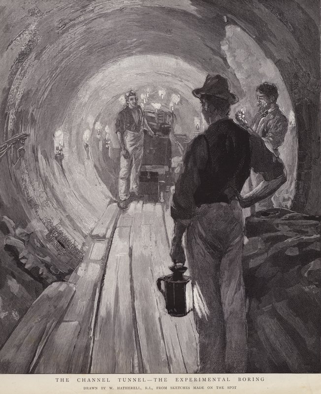 Kanaltunnelen - The Experimental Boring (litho) af William (after) Hatherell
