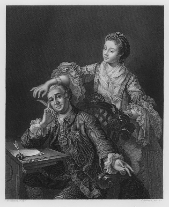 Garrick og hans kone, fra billedet i den kongelige samling (stik) af William (after) Hogarth