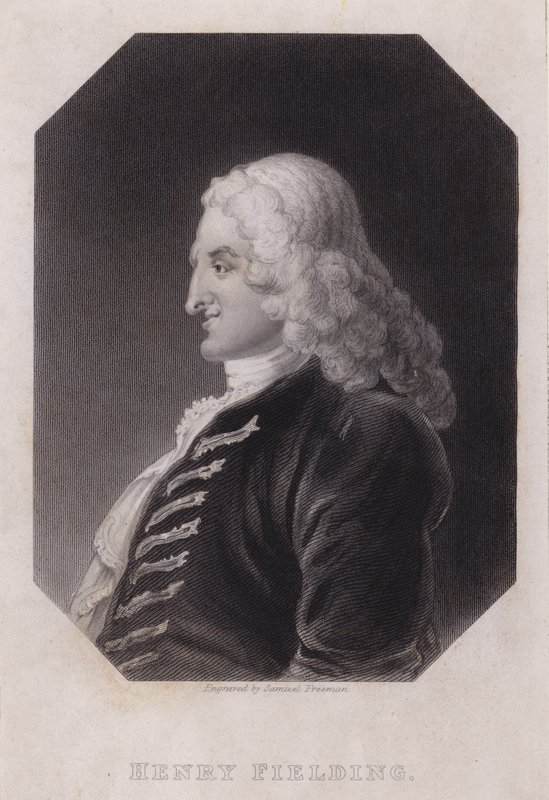 Henry Fielding, engelsk romanforfatter og dramatiker (gravering) af William (after) Hogarth