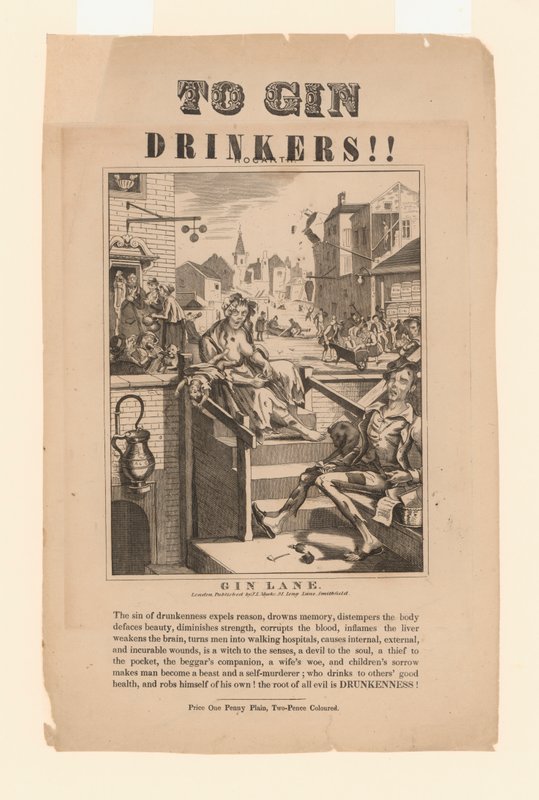 Advarsel til gin-drikkere (litho) af William (after) Hogarth