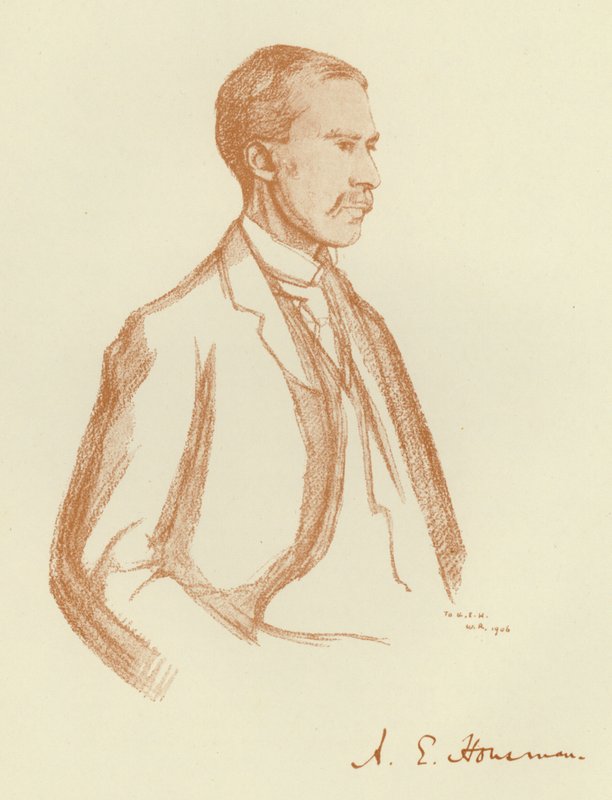 A E Housman, portræt (litho) af William (after) Rothenstein