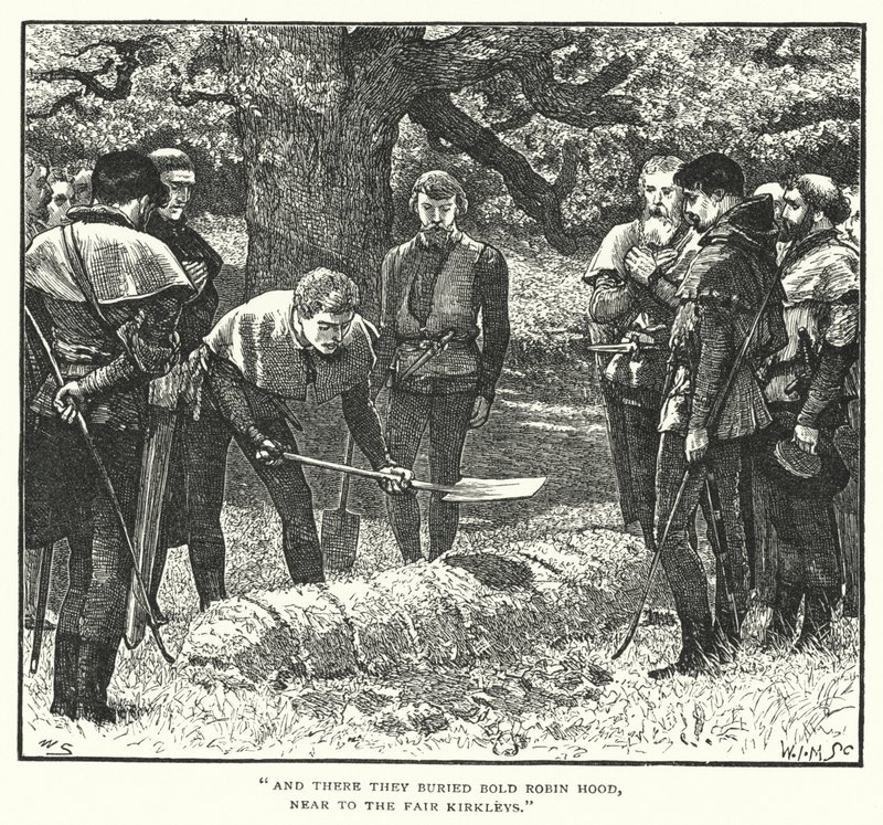Robin Hoods død og begravelse (gravering) af William (after) Small