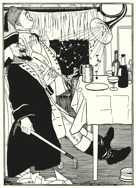 Illustration til baron Munchausens eventyr (gravering) af William (after) Strang