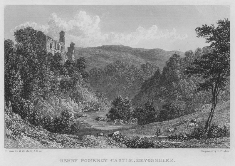 Berry Pomeroy Castle, Devonshire (gravering) af William (after) Westall