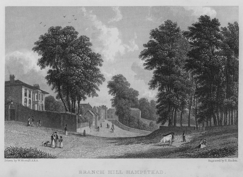 Branch Hill, Hampstead (gravering) af William (after) Westall