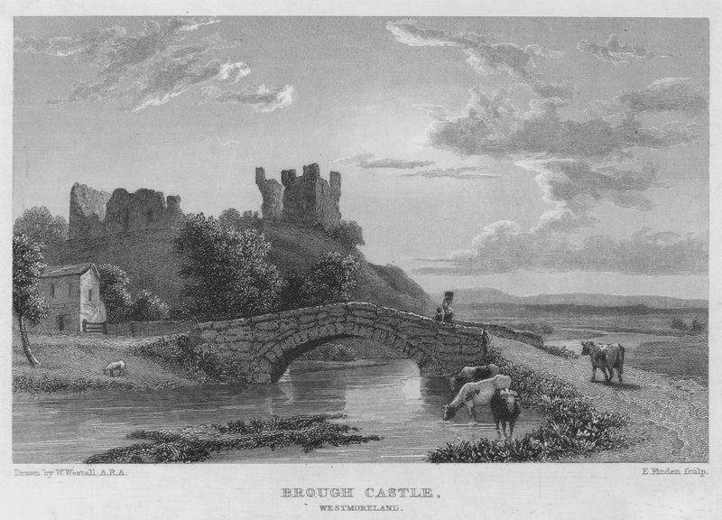 Brough Castle, Westmoreland (gravering) af William (after) Westall