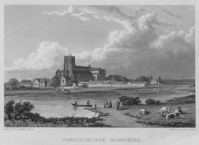 Christchurch, Hampshire (gravering) af William (after) Westall