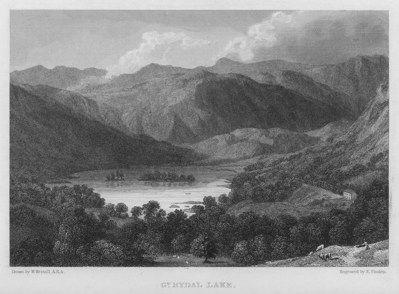 Great Rydal Lake (gravering) af William (after) Westall