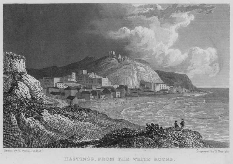Hastings, fra de hvide klipper (gravering) af William (after) Westall