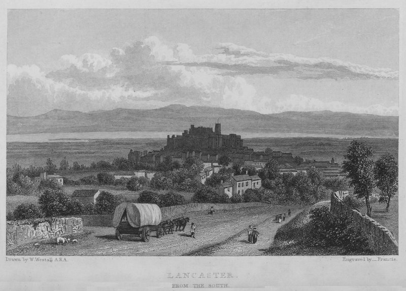 Lancaster, fra syd (gravering) af William (after) Westall