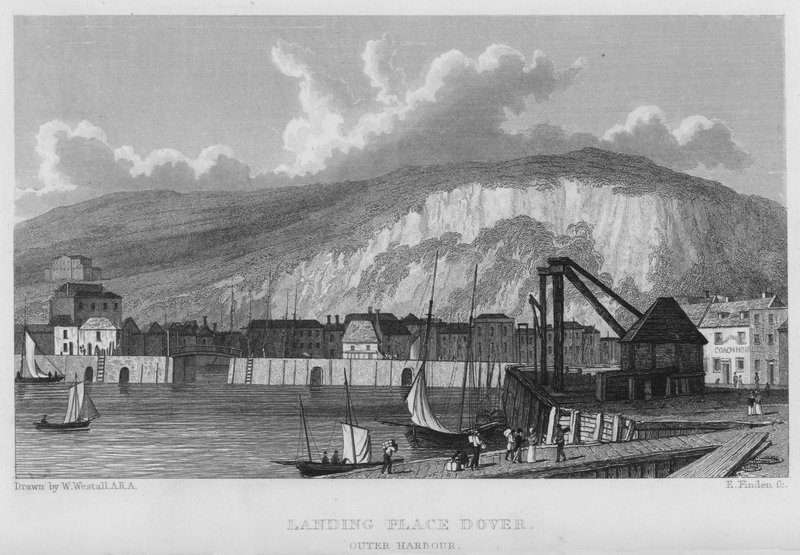 Landingsplads, Dover, Ydre Havn (gravering) af William (after) Westall