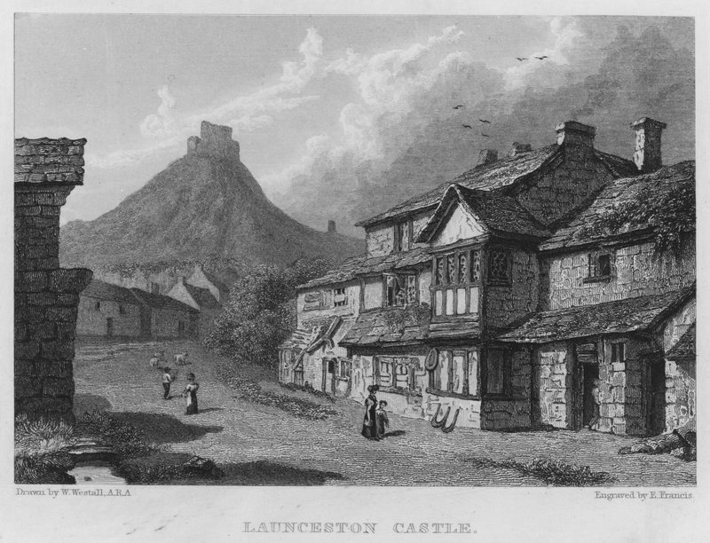 Launceston Castle (gravering) af William (after) Westall
