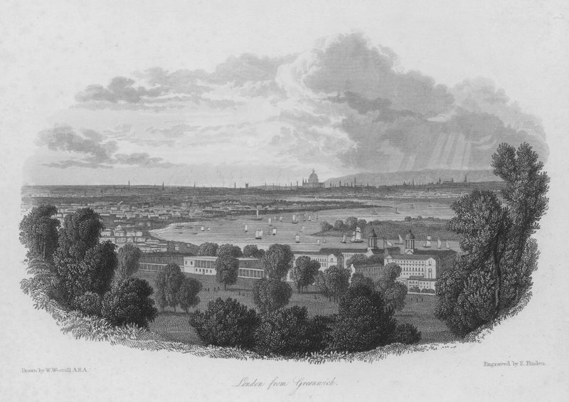 London fra Greenwich (gravering) af William (after) Westall