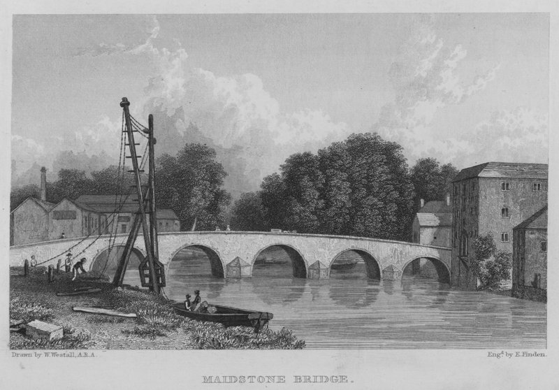 Maidstone Bridge (gravering) af William (after) Westall