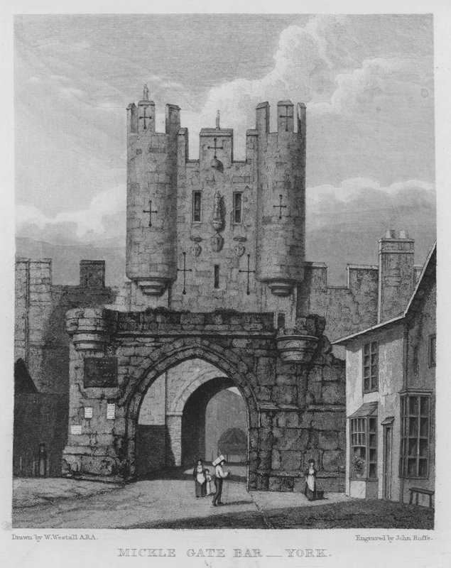 Mickle Gate Bar, York (gravering) af William (after) Westall