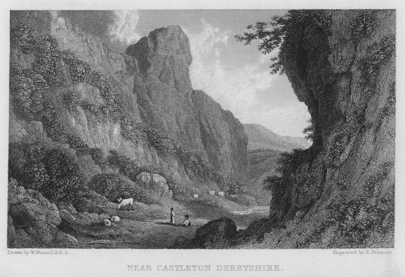 I nærheden af Castleton, Derbyshire (gravering) af William (after) Westall