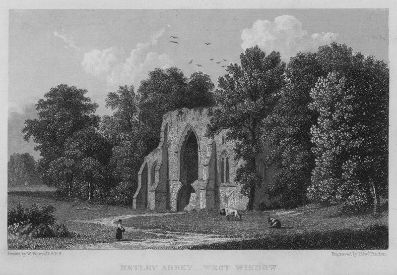 Netley Abbey, West Window (gravering) af William (after) Westall