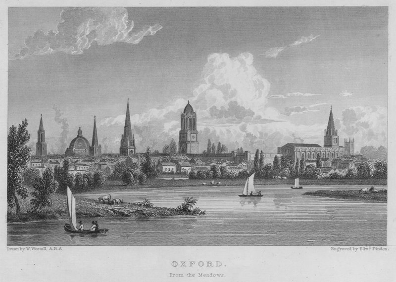 Oxford, fra Meadows (gravering) af William (after) Westall
