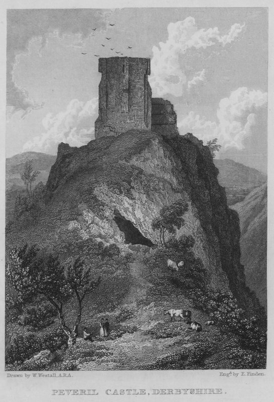 Peveril Castle, Derbyshire (gravering) af William (after) Westall