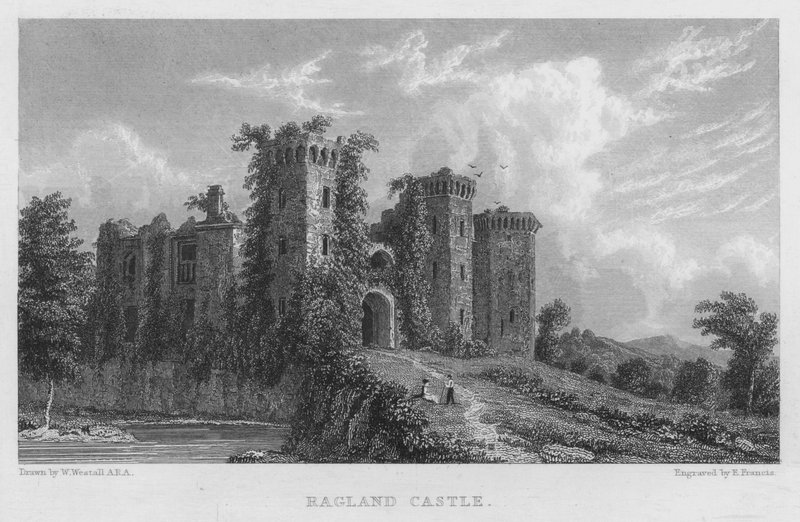Ragland Castle (gravering) af William (after) Westall