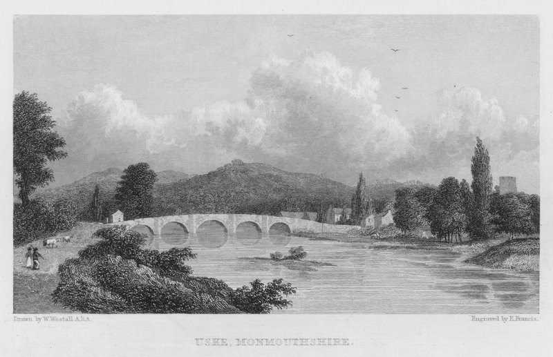 Uske, Monmouthshire (gravering) af William (after) Westall