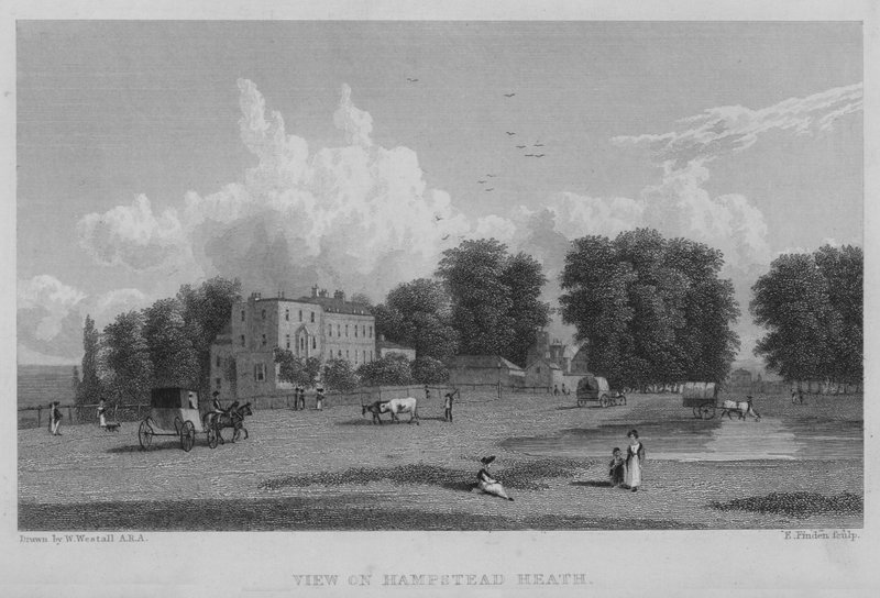 Udsigt over Hampstead Heath (gravering) af William (after) Westall