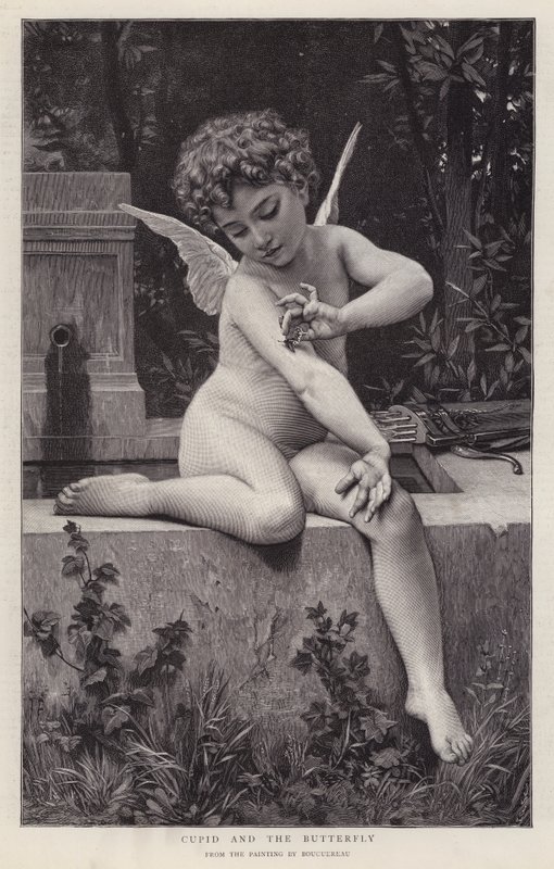Amor og sommerfuglen (litho) af William Adolphe (after) Bouguereau