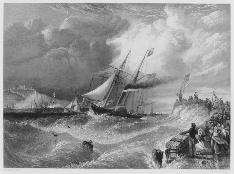 Dover, Prins Alberts landgang, fra billedet i Den Kongelige Samling (gravering) af William Adolphus Knell