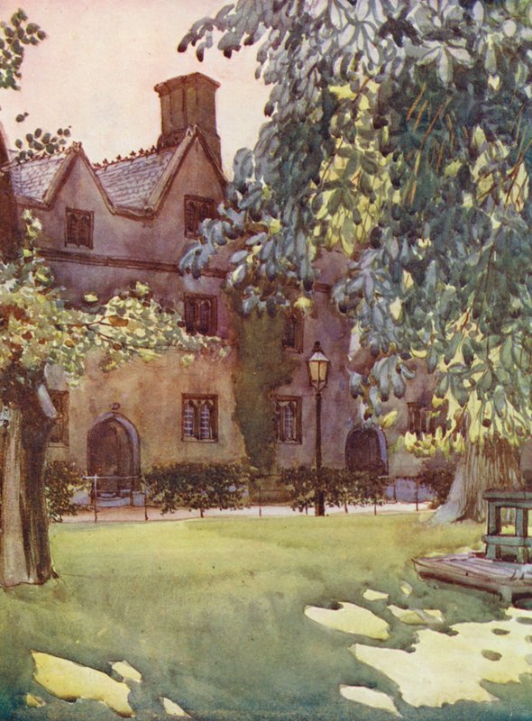 Balliol College fra haven (farvelitografi) af William Ainsworth Wildman