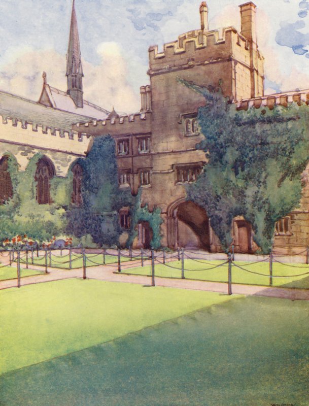 Jesus Colleges forplads (farvelitografi) af William Ainsworth Wildman