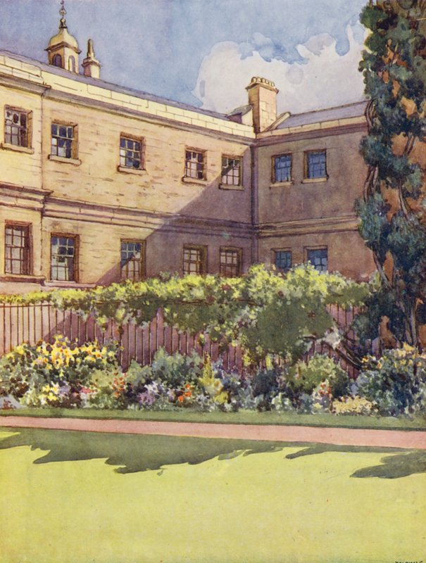 Trinity College fra haven (farvelitografi) af William Ainsworth Wildman